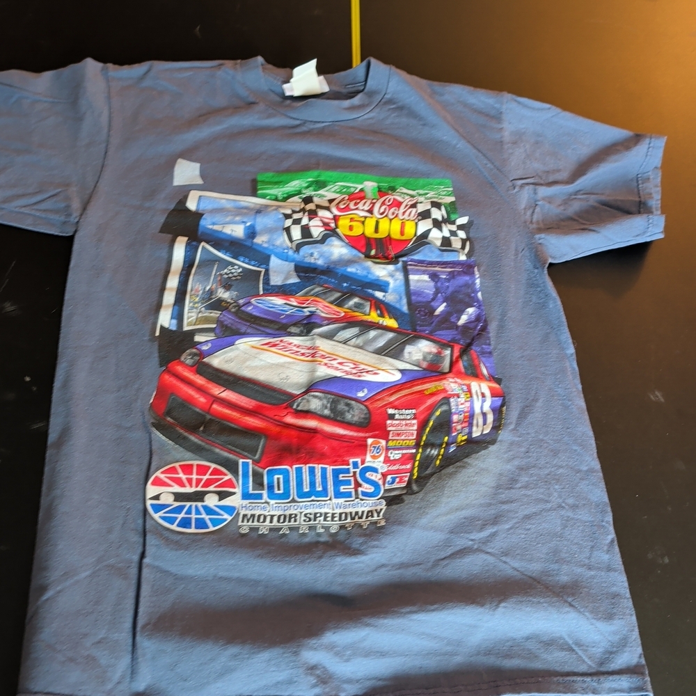 Vintage Lowe's NASCAR Full Graphic T Shirt Lot (2) Men's Medium & Large Y2k